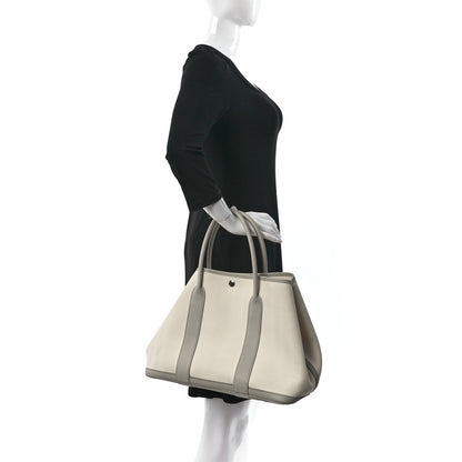 Hermes Chevron Herringbone Toile Negonda Garden Party 36 PM Tote Nata Beton 2 of 13