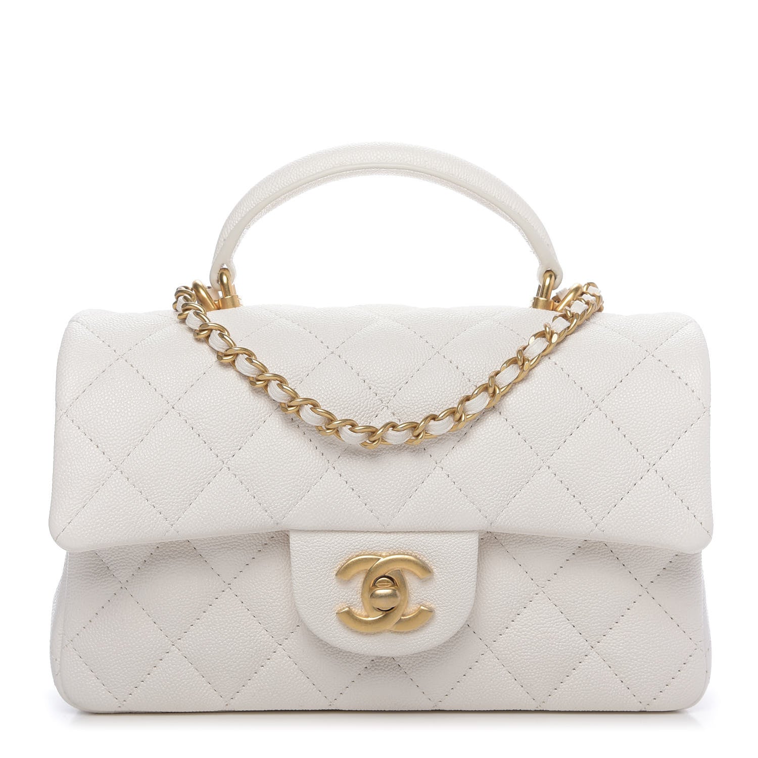 Chanel Caviar Quilted Mini Top Handle Rectangular Flap White 1 of 9