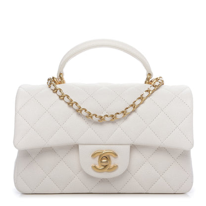 Chanel Caviar Quilted Mini Top Handle Rectangular Flap White 1 of 9