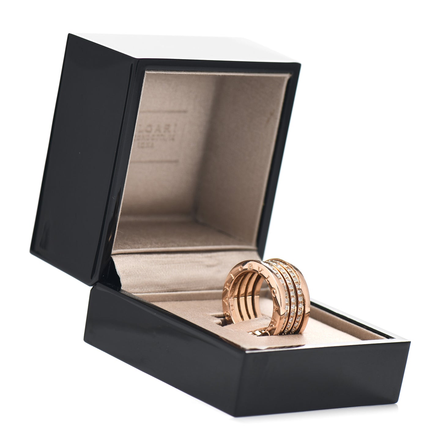 18K Rose Gold Diamond Pave B.Zero1 Four-Band Ring 54 6.75