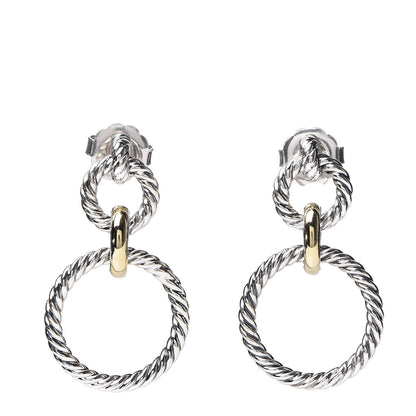 David Yurman Sterling Silver 18K Yellow Gold Cable Classics Doorknocker Earrings 1 of 6