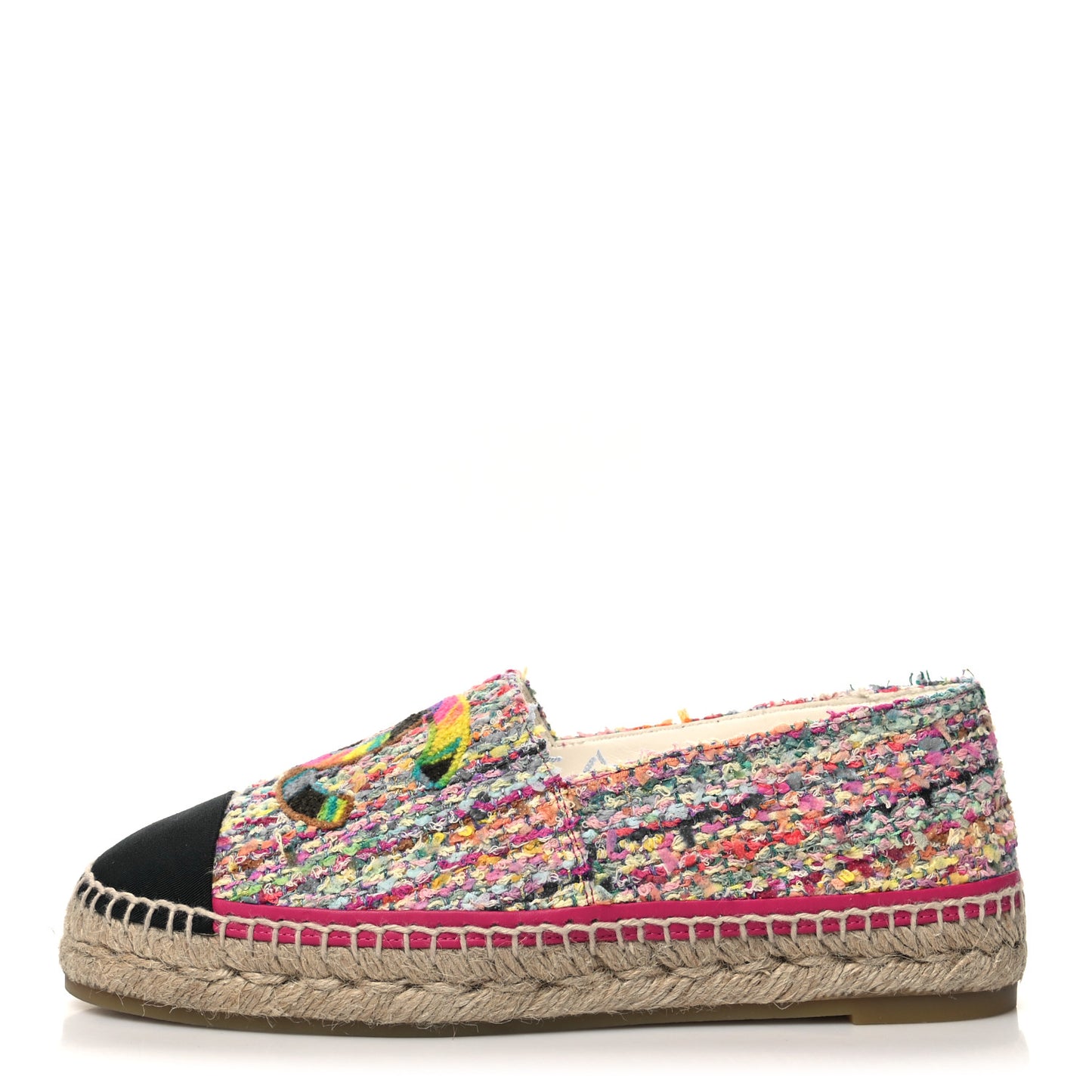Tweed CC Espadrilles 39 Pink Multicolor Black