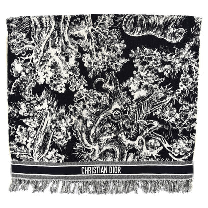 Christian Dior Cotton Toile De Jouy Reverse Towel Black Ivory 1 of 3