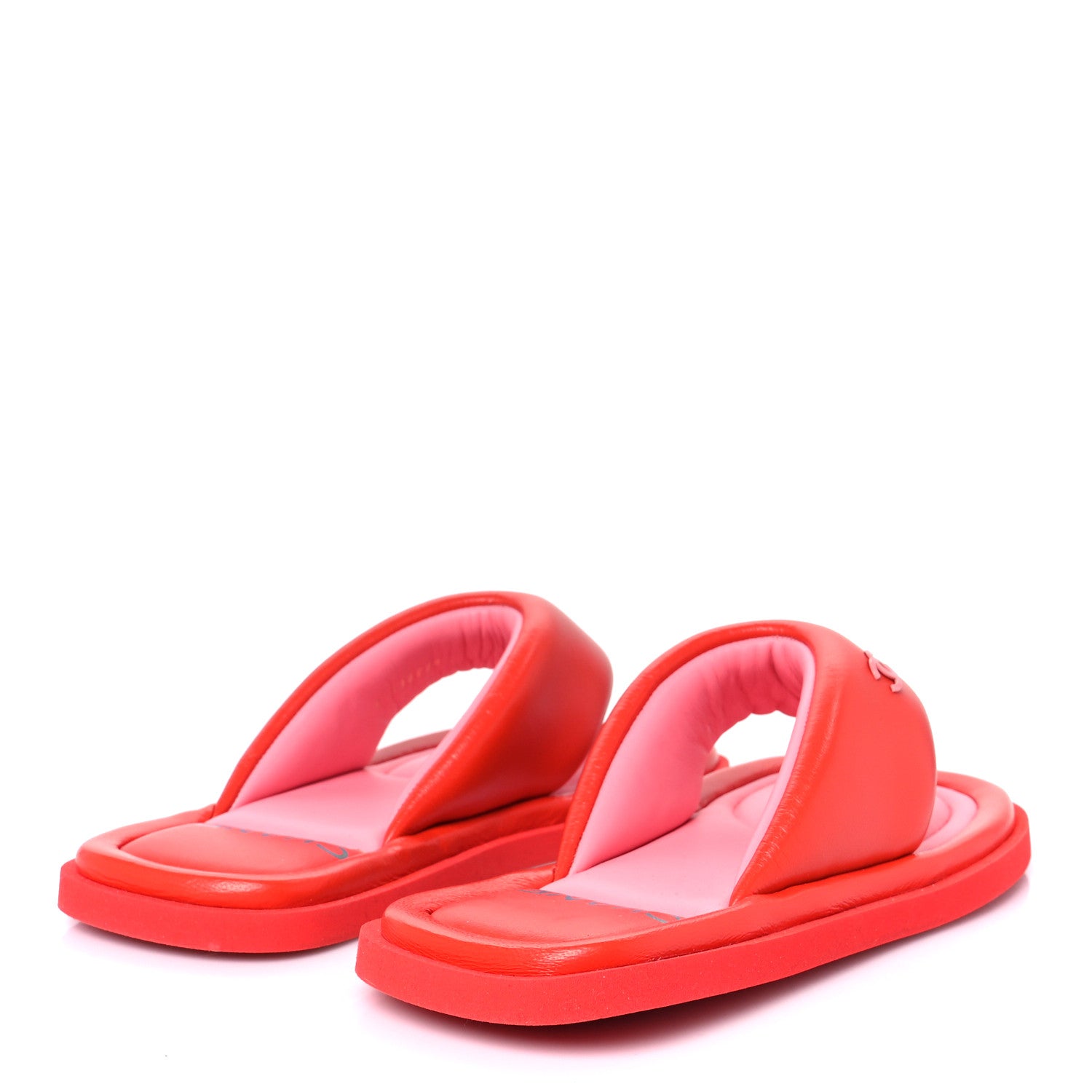 Chanel Lambskin Padded Pool Thong Sandals 37 Light Red Pink 5 of 10