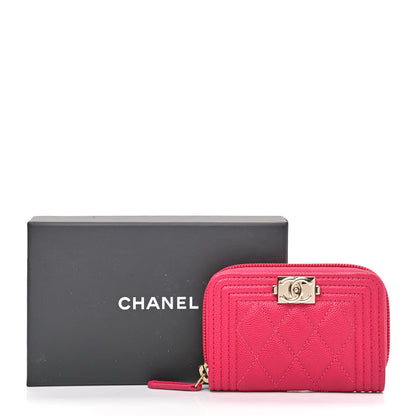 Chanel Caviar Quilted Boy Zip Around Coin Purse Wallet Fuchsia 8 of 8