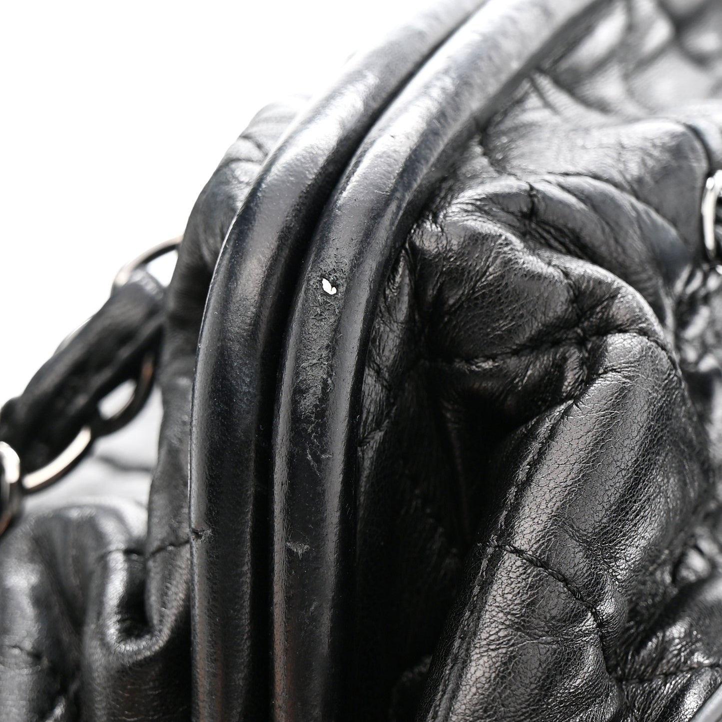 Lambskin Quilted Sharpei Frame Tote Black