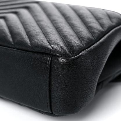 Saint Laurent Sheepskin Matelasse Chevron Monogram Monochrome Medium College Bag Black 12 of 12