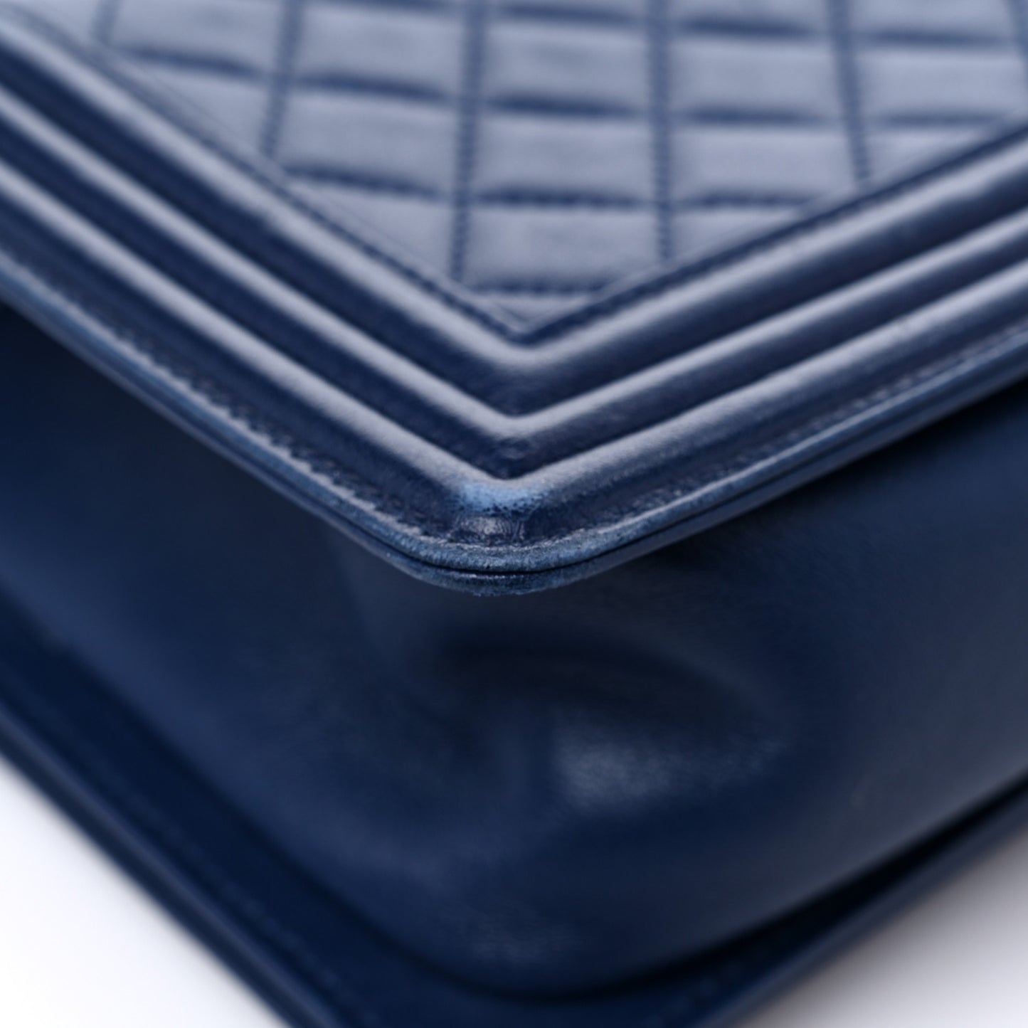 Lambskin Quilted Medium Boy Flap Dark Navy