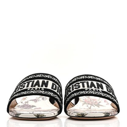 Christian Dior Canvas Jardin Botanique Embroidered Dway 40mm Slide Sandals 37 White Multicolor 2 of 9
