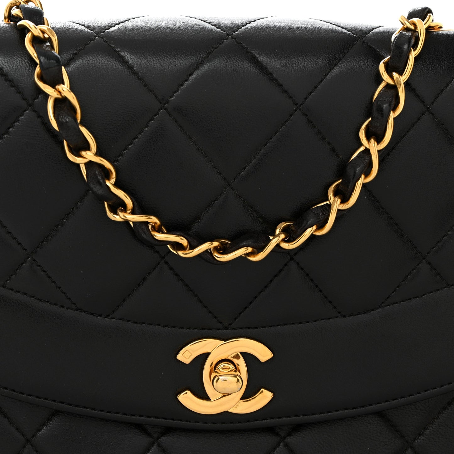 Lambskin Quilted Small Single Flap Black
