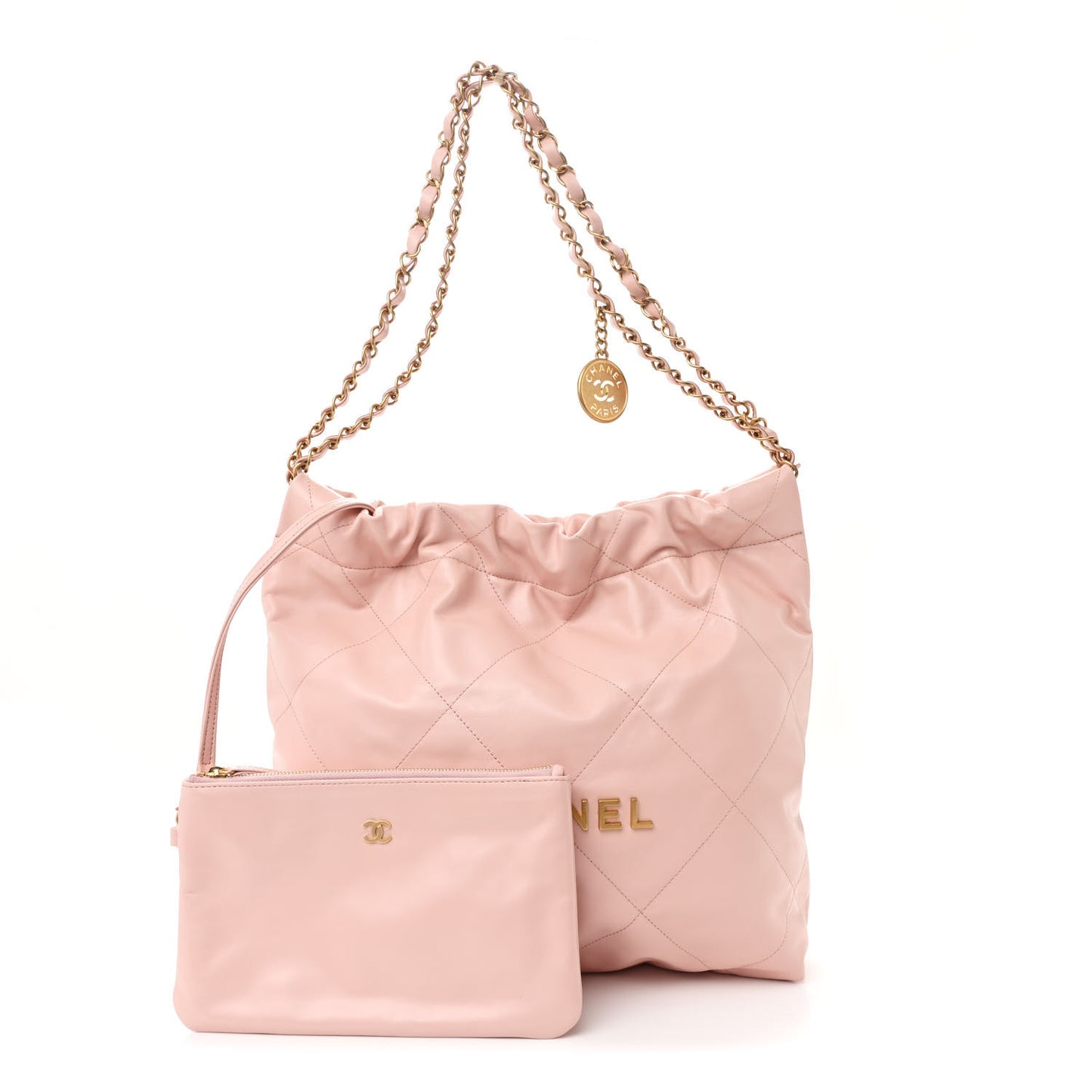 Shiny Calfskin Quilted Small Chanel 22 Rose