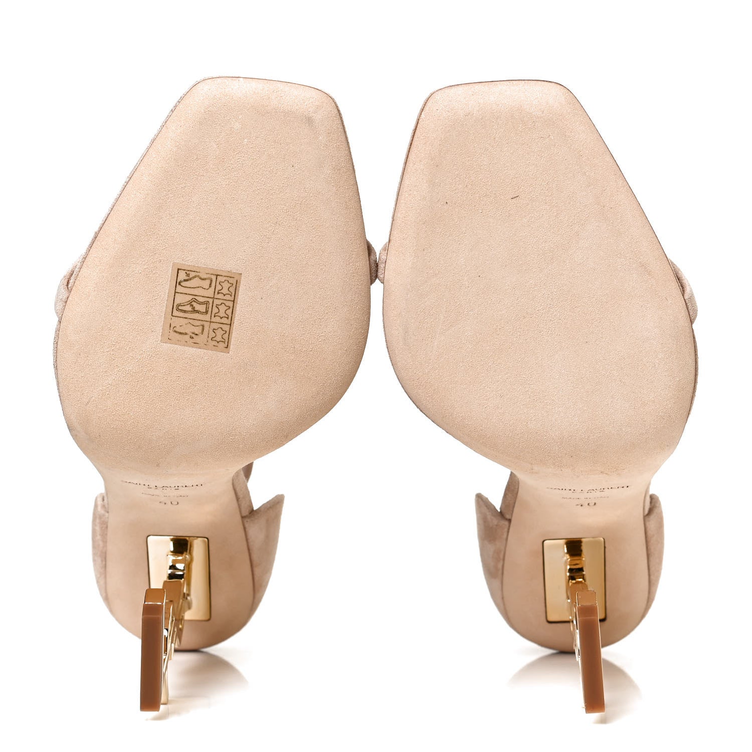 Saint Laurent Suede Calfskin Opyum 110 Sandals 40 Cachemere Pale Gold 9 of 12