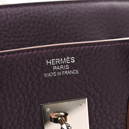 Hermes Taurillon Clemence Birkin 35 Raisin 6 of 15