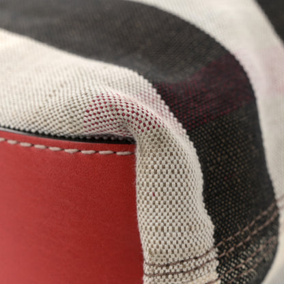 Burberry Canvas Mega Check Medium Tottenham Brit Tote Cadmium Red 10 of 10