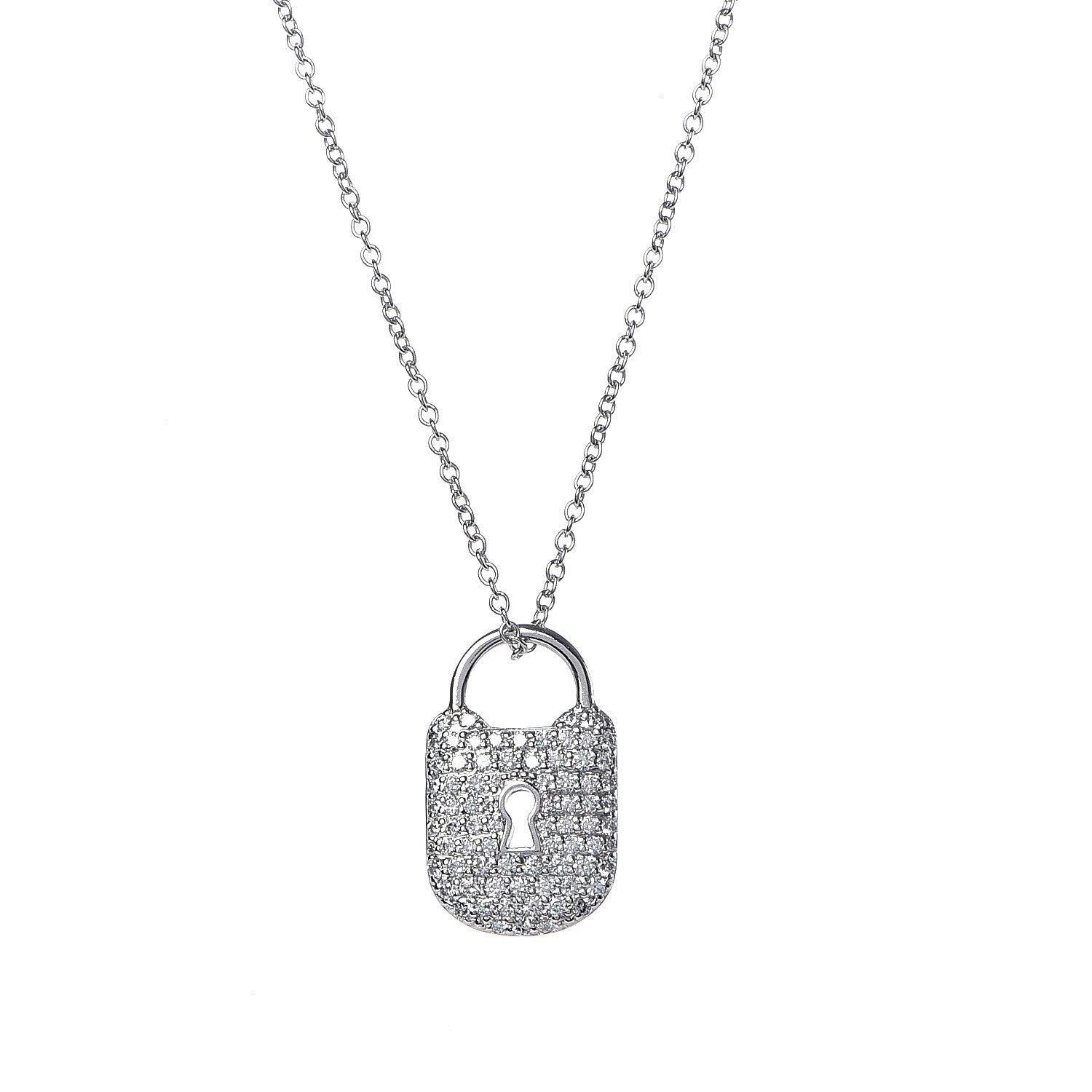 Tiffany Platinum Diamond Small Lock Pendant Necklace 4 of 6