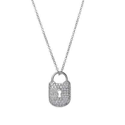 Tiffany Platinum Diamond Small Lock Pendant Necklace 4 of 6