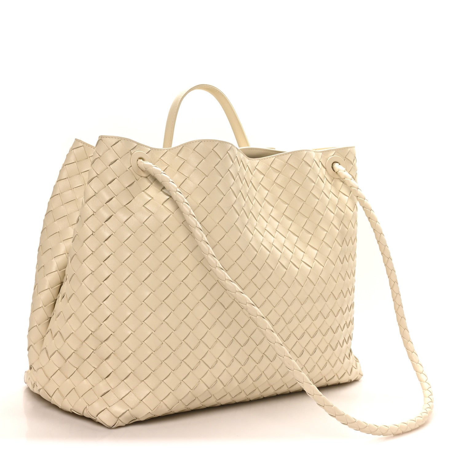 Bottega Veneta Nappa Intrecciato Wood Large Andiamo Shoulder Bag Sea Salt 2 of 9