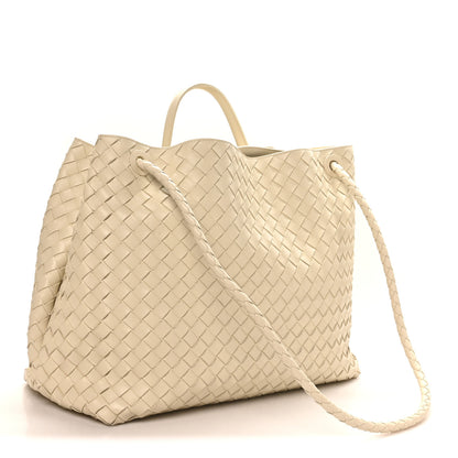 Bottega Veneta Nappa Intrecciato Wood Large Andiamo Shoulder Bag Sea Salt 2 of 9