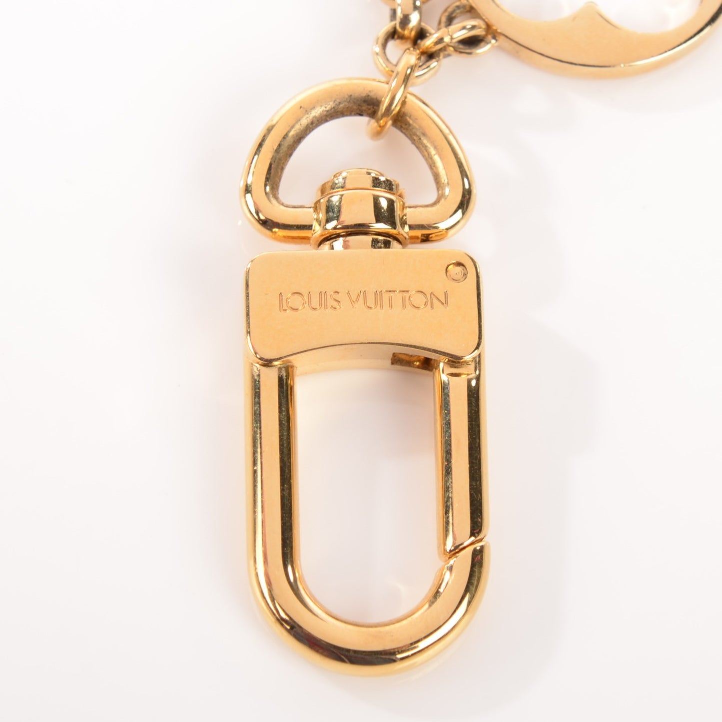 Brass Enamel Fleur De Monogram Bag Charm Chain Gold