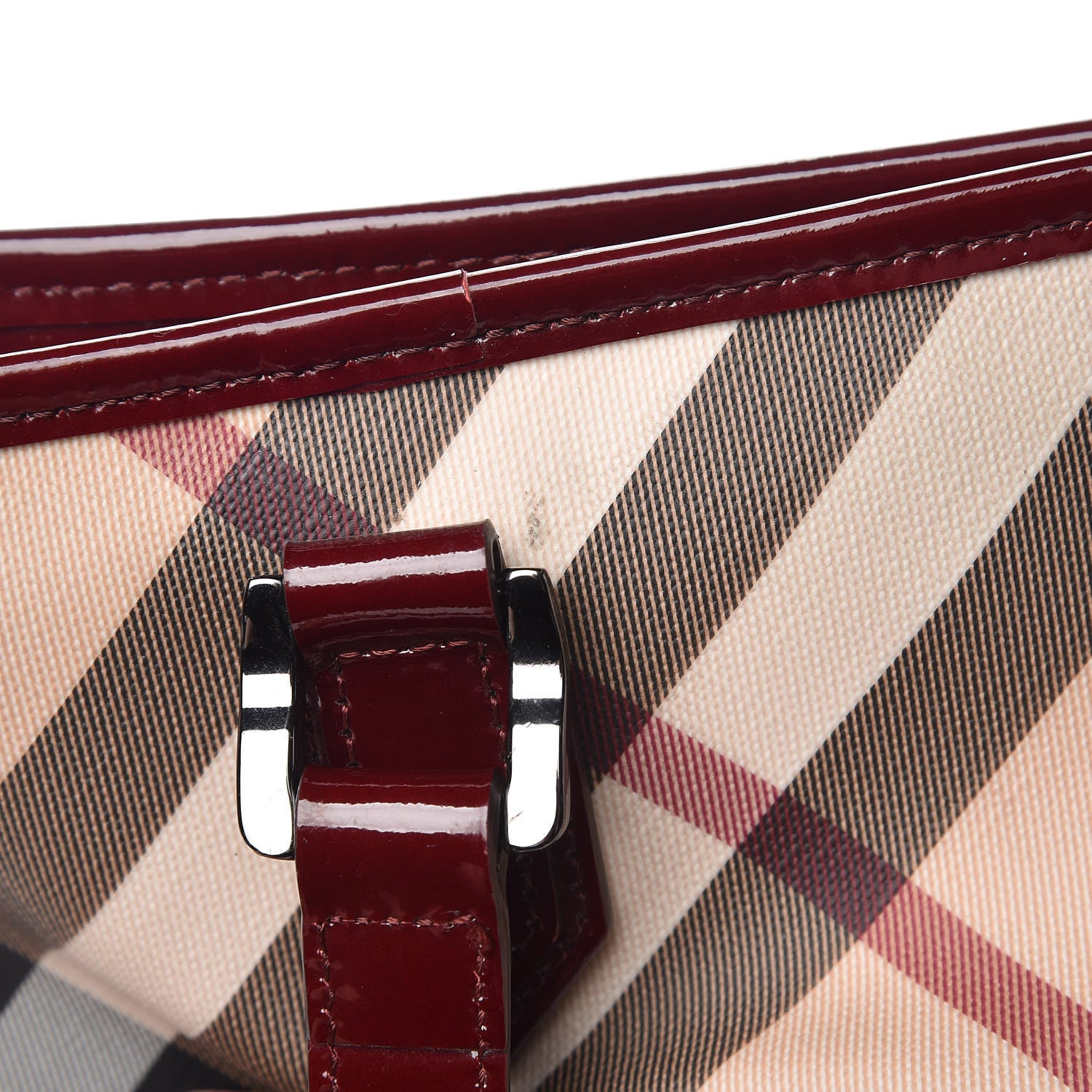 Burberry Patent Nova Check Shopper Tote Red 11 of 27