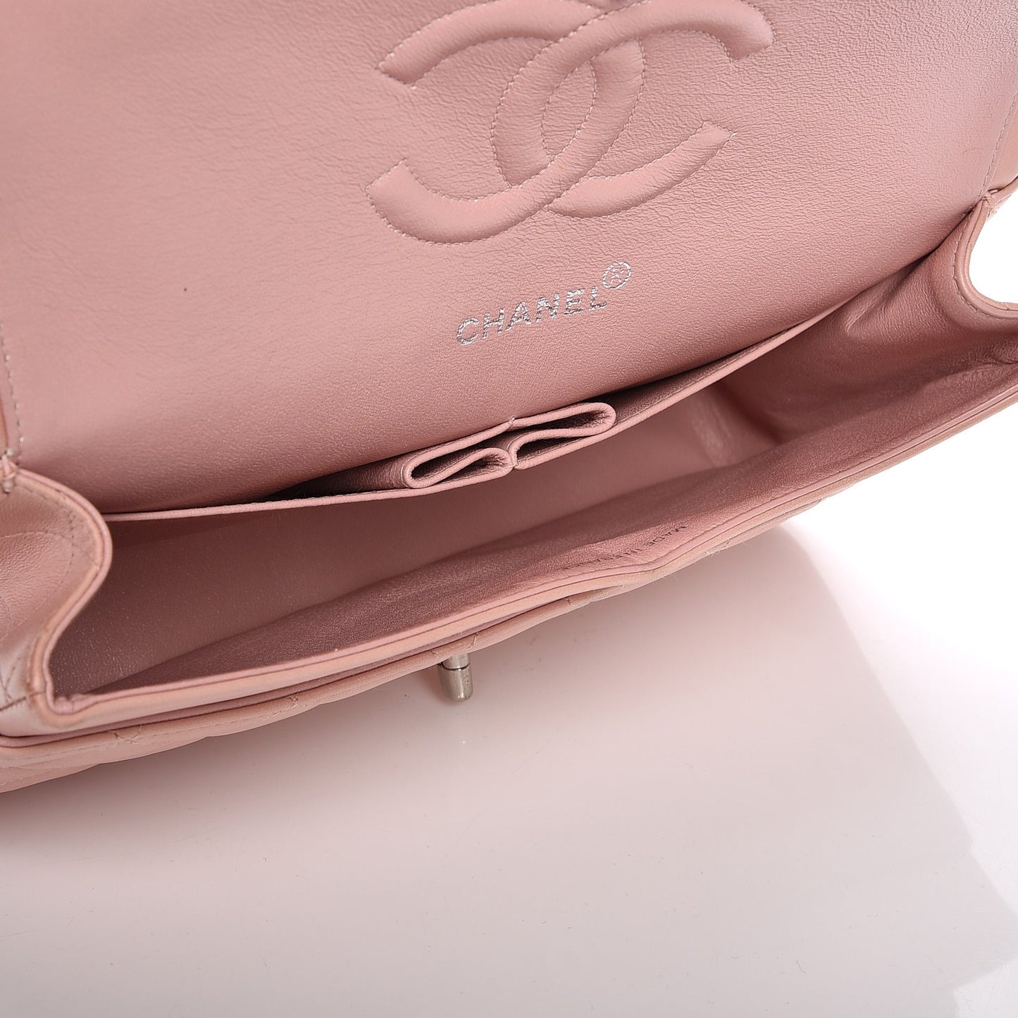 Lambskin Quilted Medium Double Flap Light Pink