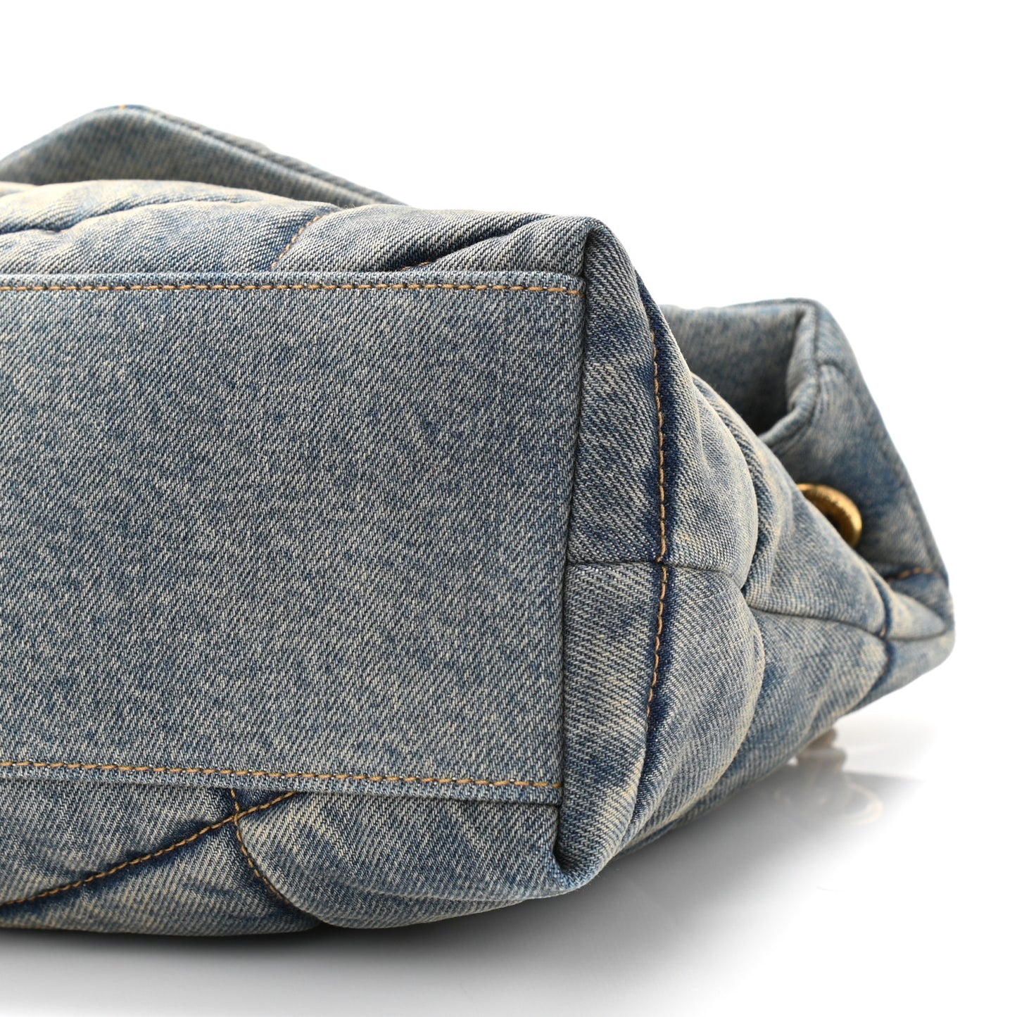Denim Quilted Small Loulou Puffer Monogram Chain Satchel Blue Cinnamon