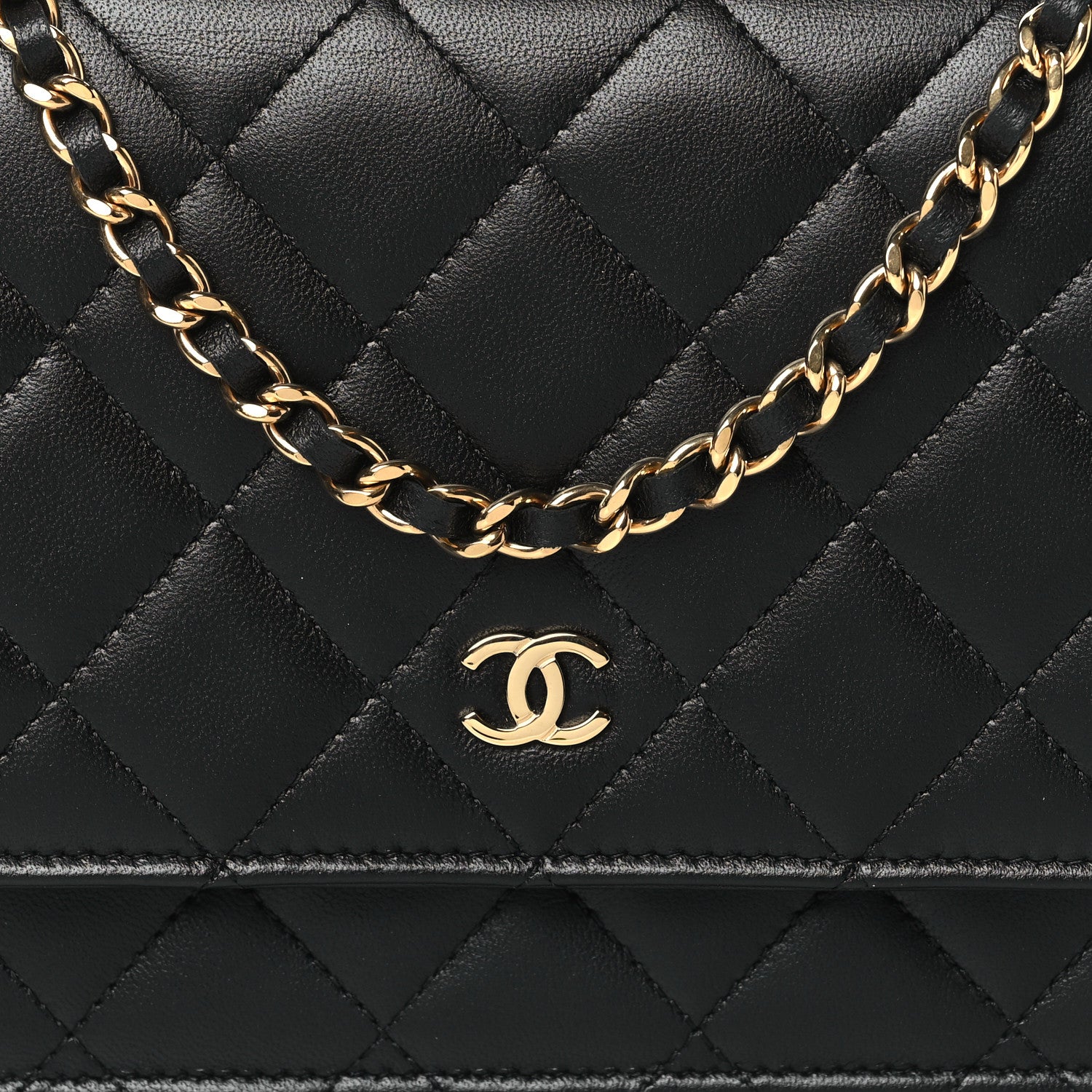 Chanel Lambskin Quilted Wallet On Chain WOC Black 8 of 11
