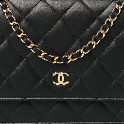 Chanel Lambskin Quilted Wallet On Chain WOC Black 8 of 11