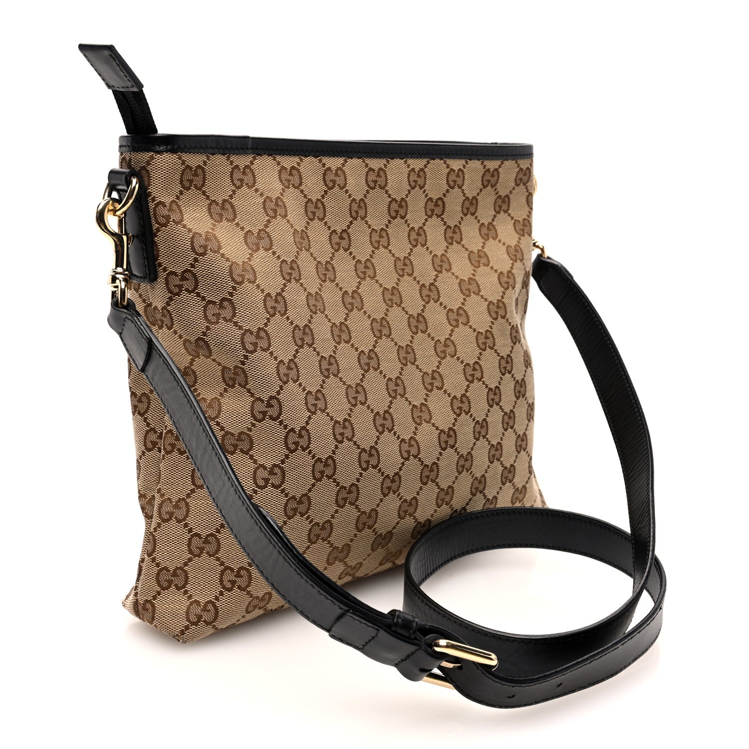 Gucci GG Monogram Web Flat Messenger Bag Black 3 of 10