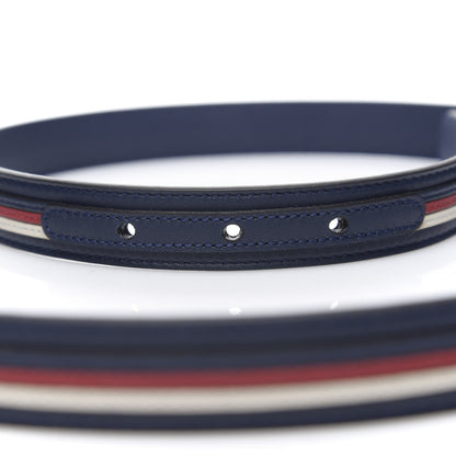Gucci Calfskin Sylvie Stripe Torchon Double G 20mm Belt 90 36 Maritime Hibiscus Red Mystic White 4 of 5