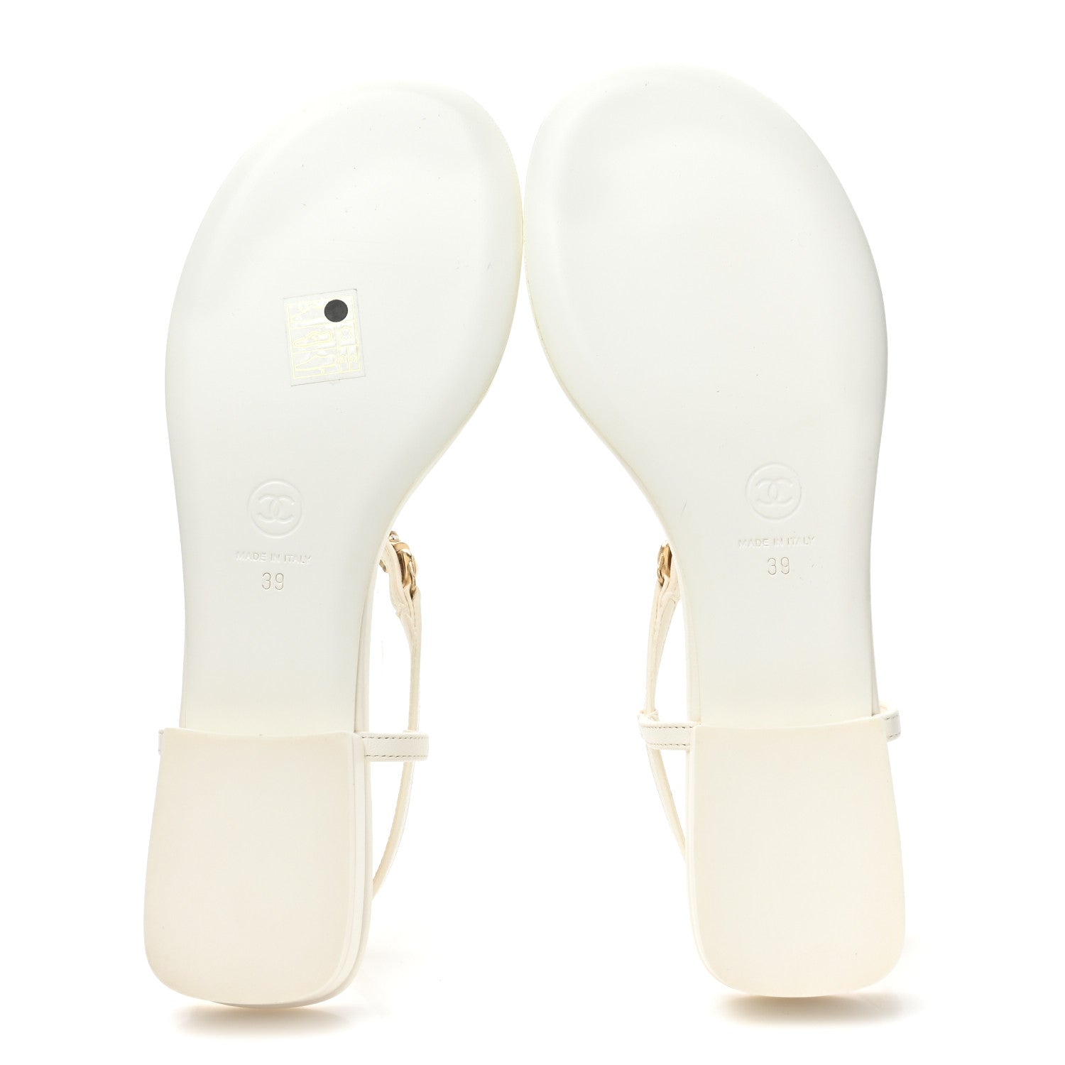 Chanel Lambskin Metal Heart Thong Sandals 39 White 5 of 9