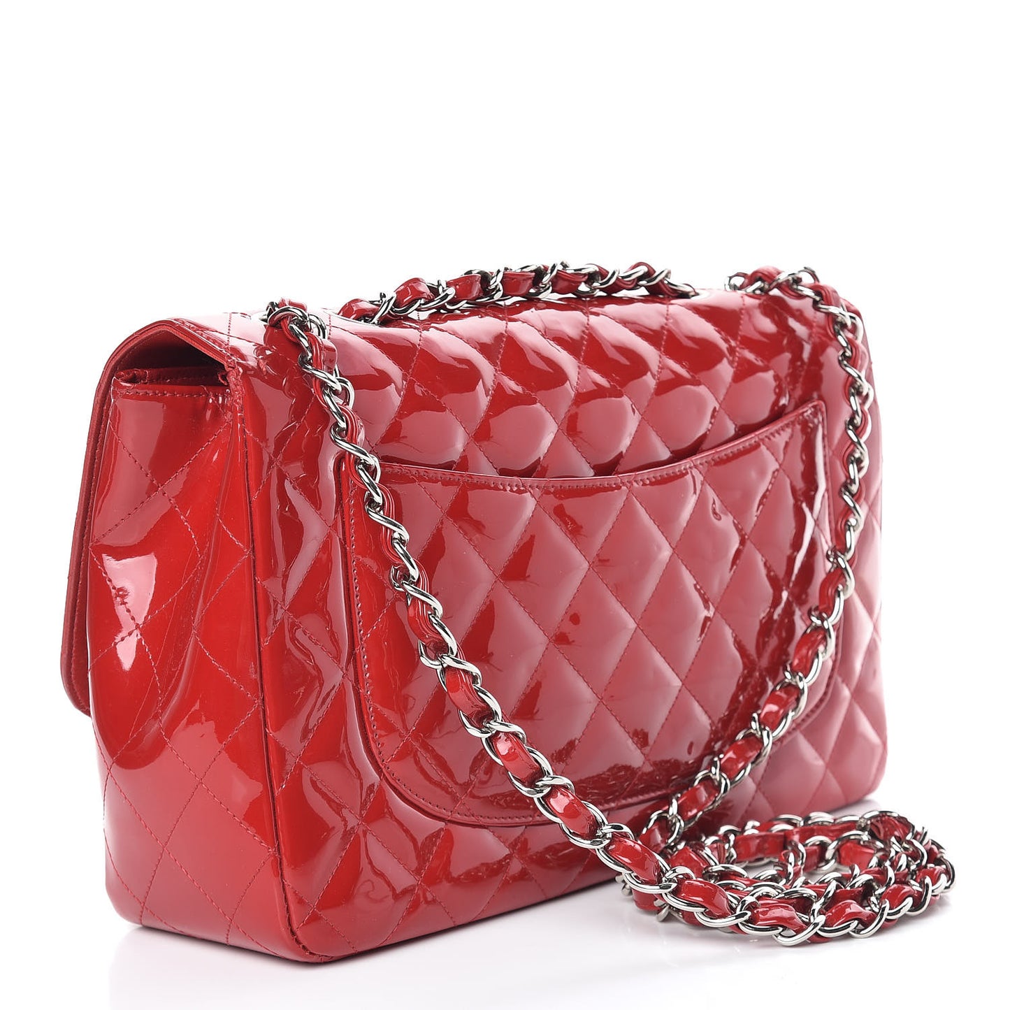 Patent Quilted Jumbo Single Flap Red