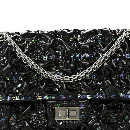 Chanel Patent Sequin Crystal Ruched 2.55 Reissue 225 Flap Black 7 of 9