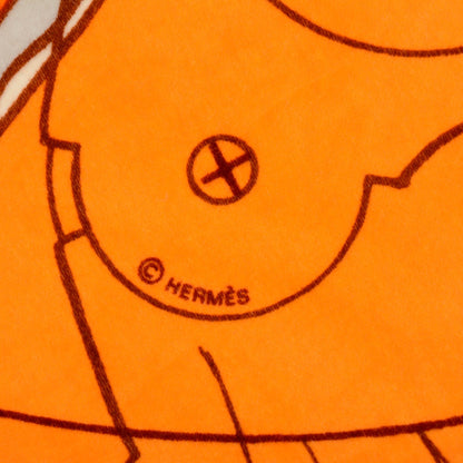 Hermes Cotton Modal Velvet Le Pegase D'Throw Orange 6 of 7