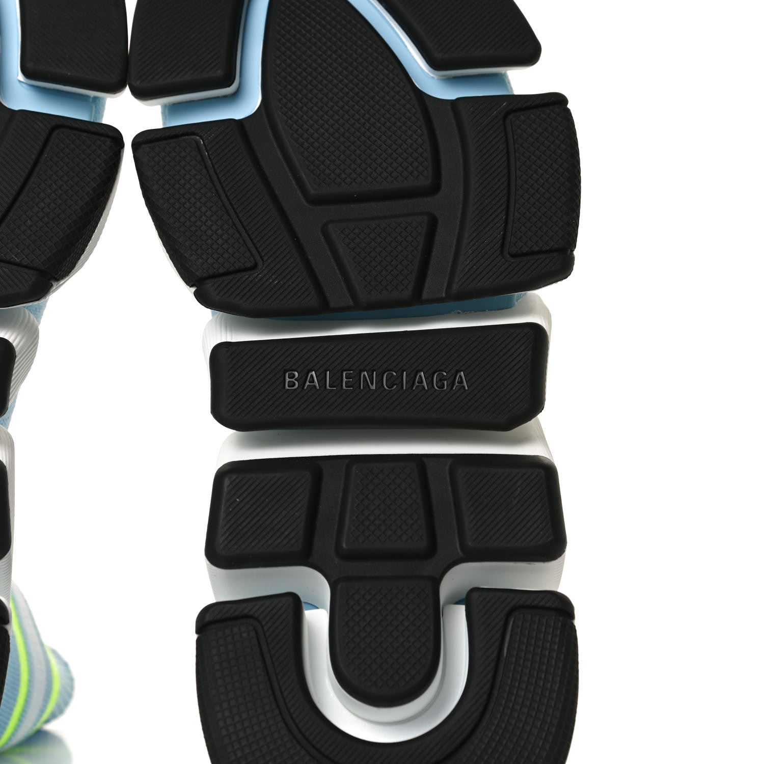 Balenciaga Technical 3D Recycled Knit Striped Womens Speed 2.0 Sneakers 37 Airy Blue Navy Fluorescent Yellow 8 of 10