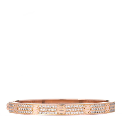 Cartier 18K Pink Gold Diamond LOVE Paved Bracelet 18 1 of 4