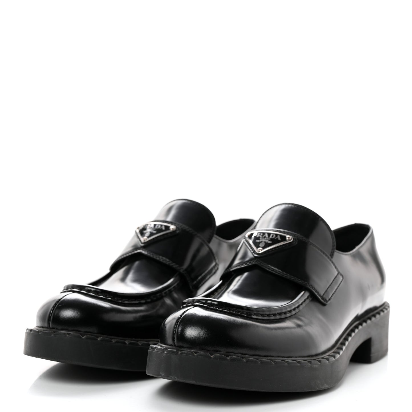 Spazzolato Metal Triangle Logo 50mm Loafers 41 Black