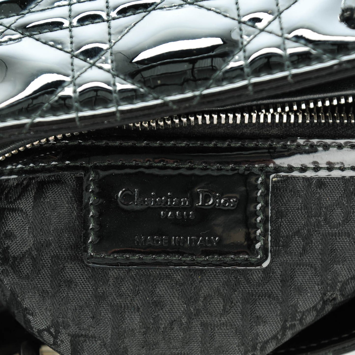 Patent Cannage Large Lady Dior Black