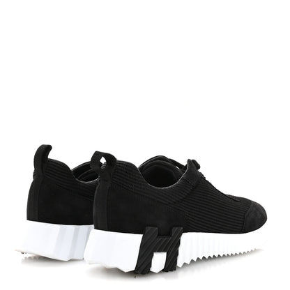 Hermes Air Mesh Suede Goatskin Bouncing Sneakers 38 Black 5 of 9