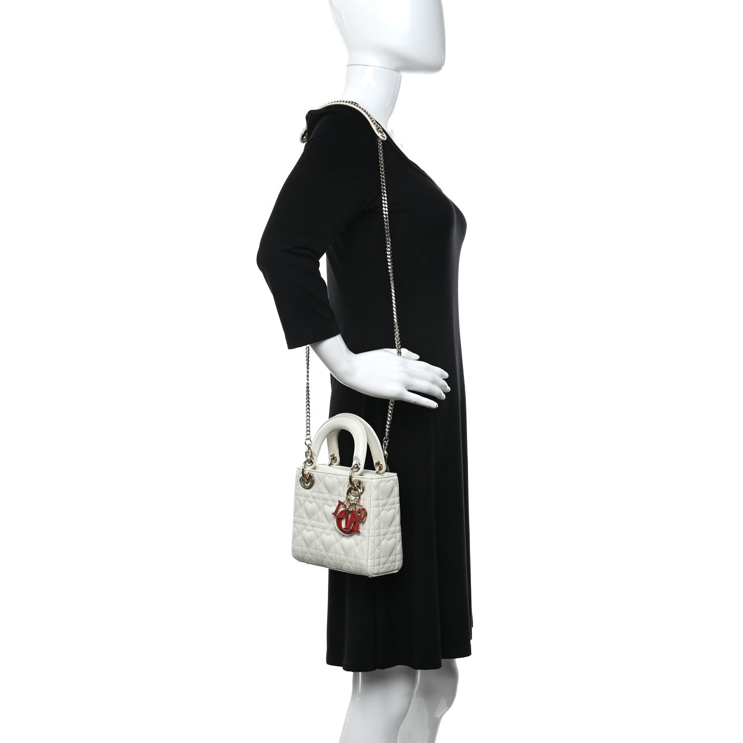 Christian Dior Lambskin Cannage Mini DiorAmour Lady Dior Latte 2 of 9