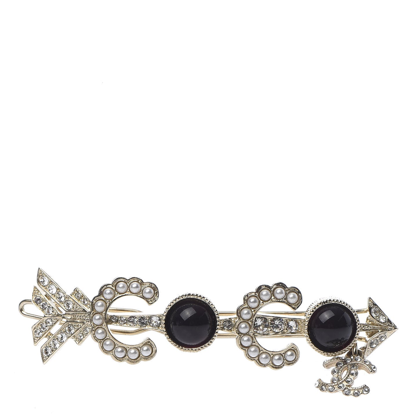 Pearl Crystal Queen of France Brooch Barrette Gold