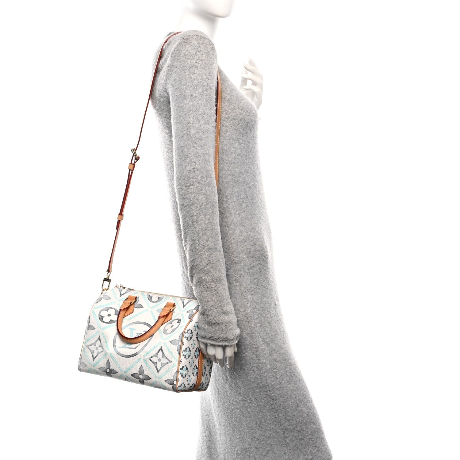 Louis Vuitton Monogram Tiles By The Pool Speedy Bandouliere 25 Lagoon Blue 2 of 9