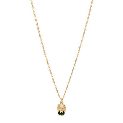 Gucci 18K Yellow Gold Diamond Chrome Diopside Lion Head Necklace 1 of 5
