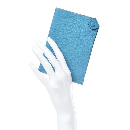 Hermes Chevre Mysore Tarmac PM Passport Holder Bleu Azteque 2 of 9