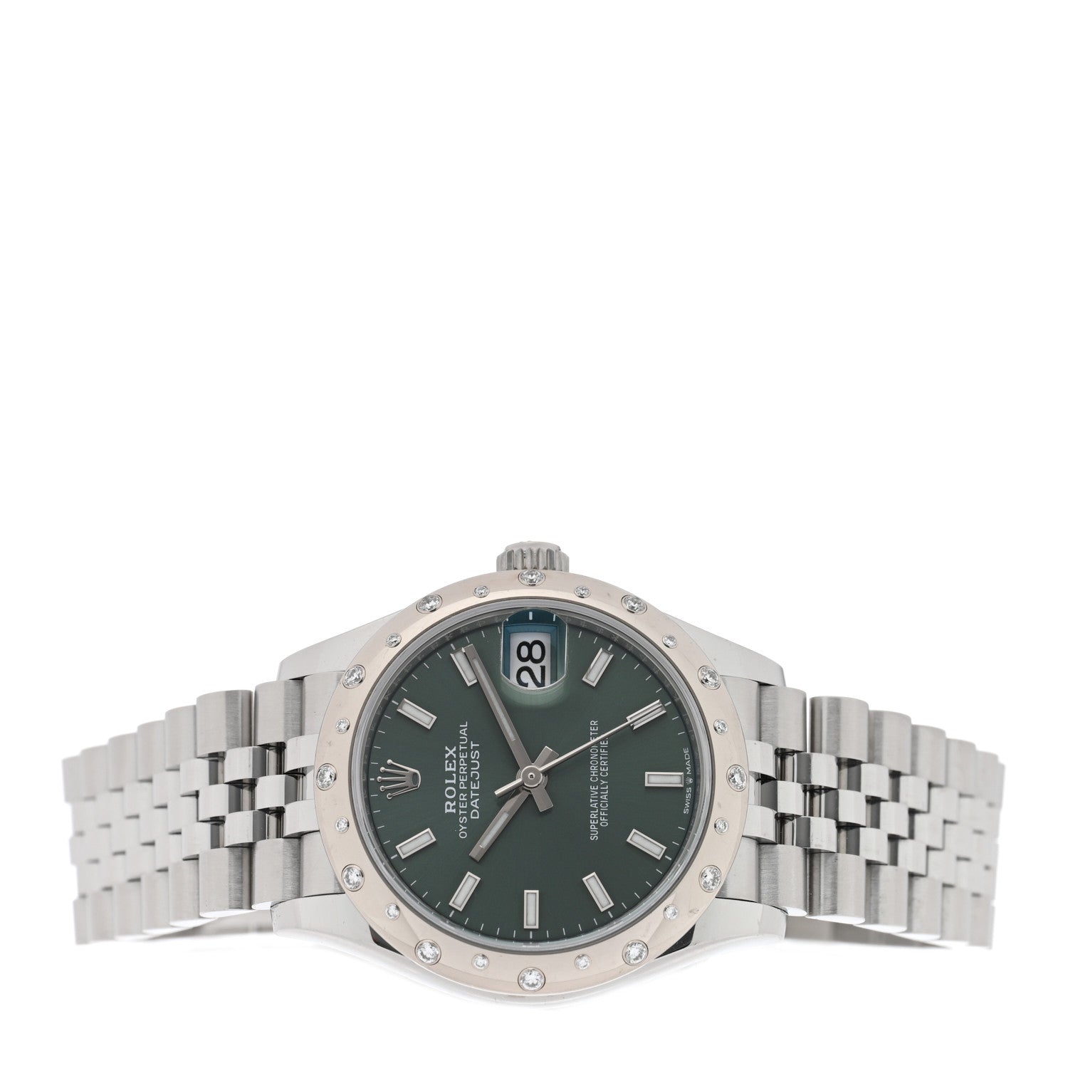 Rolex Stainless Steel 18K White Gold Diamond 31mm Oyster Perpetual Datejust Watch Mint Green 278344RBR 2 of 5