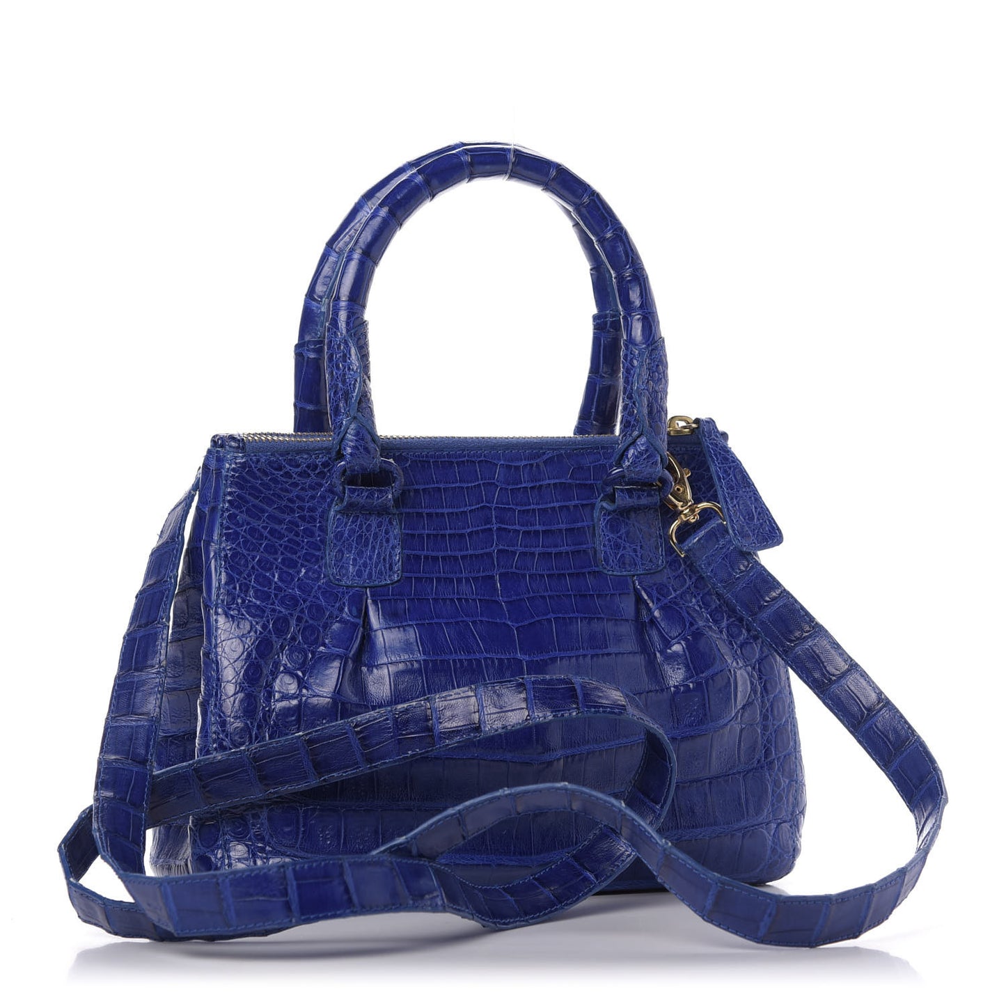Crocodile Double Zip Tote Electric Blue