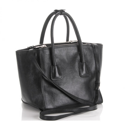 Prada Glace Calf Small Twin Pocket Tote Nero Black 3 of 7