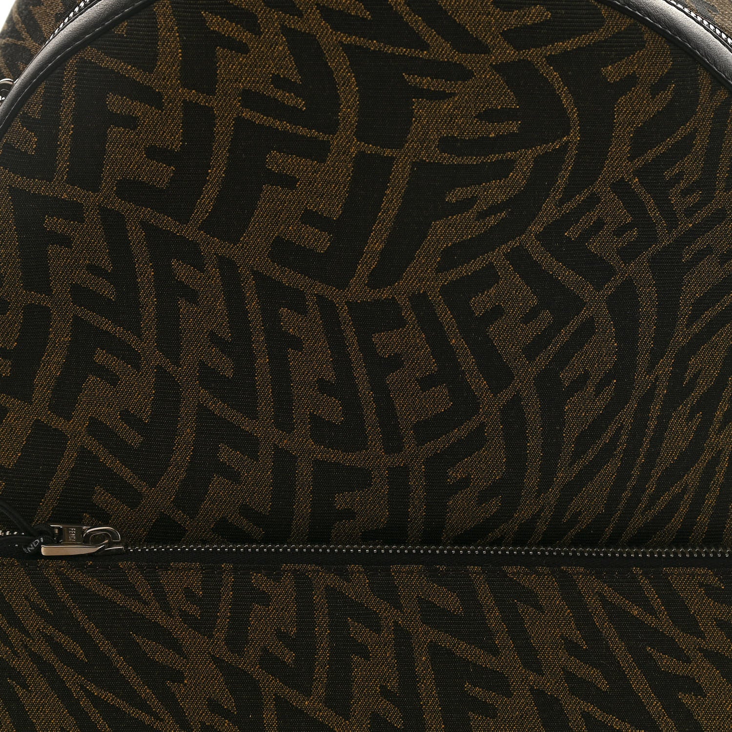 Fendi X SARAH COLEMAN Fabric Jacquard Vitello Grace Light Woven Lanyard FF Vertigo Pouch Pocket Backpack Tobacco Moro Black 8 of 10