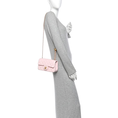 Chanel Lambskin Quilted CC Pearl Crush Mini Rectangular Flap Light Pink 3 of 19