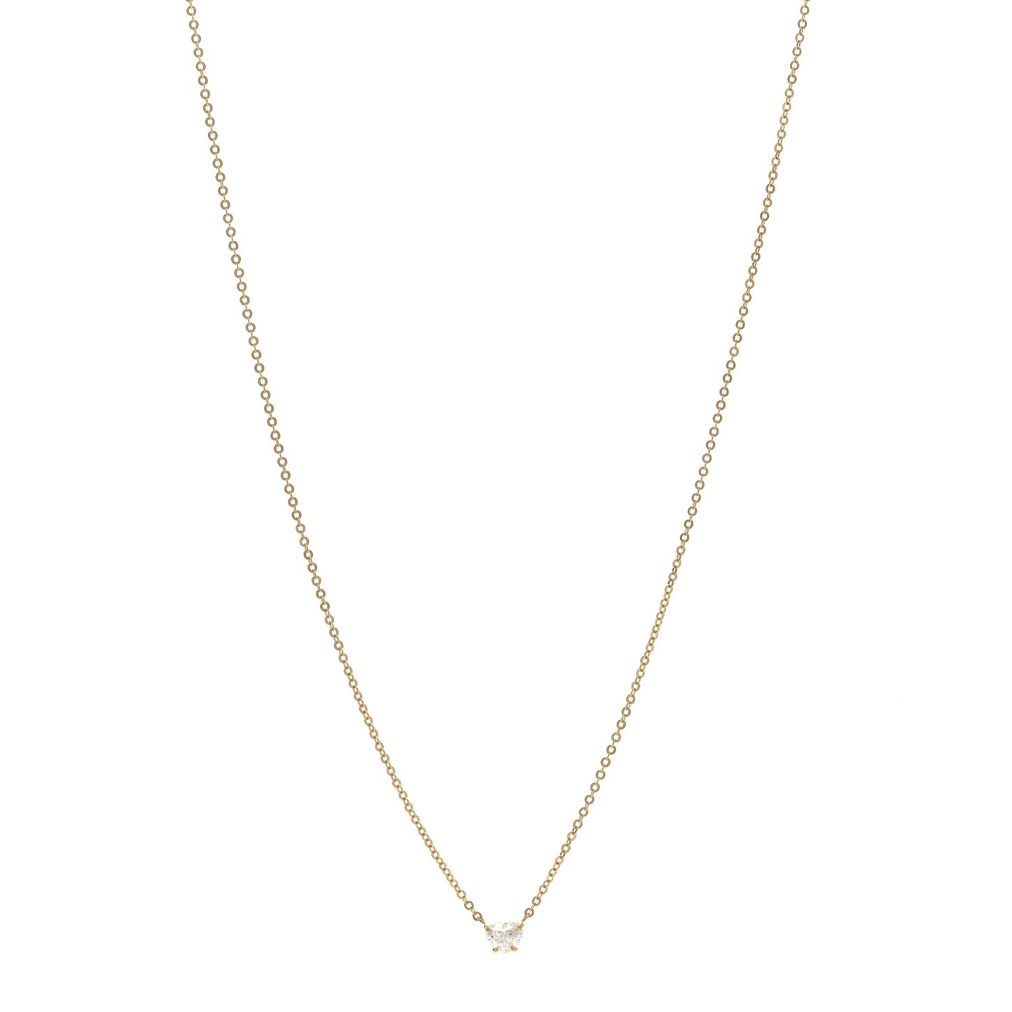 18K Yellow Gold Diamond Heart Pendant Necklace